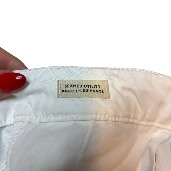 NWT J.Crew White Barrel-Leg Utility Cargo Pants Cotton Twill Size 12 - Picture 9 of 10